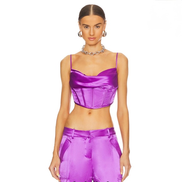 Retrofete Tops - Retrofete Celia Corset Cropped Tank Top in Orchid Purple Size Small